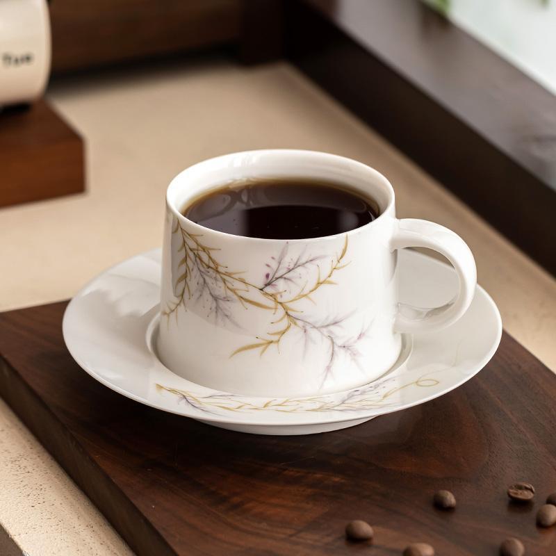 Cốc cà phê hoa tử đằng vẽ tay cốc trà chiều tinh tế cốc gốm sứ phong cách Trung Quốc gia dụng cốc nước bộ cốc đĩa