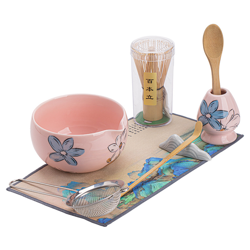 Hoa anh đào Manhua Matcha Bộ tám món Thời Tống Dụng cụ đặt trà Bình trà đứng Máy khuấy trà Baixi Bát matcha gốm sứ