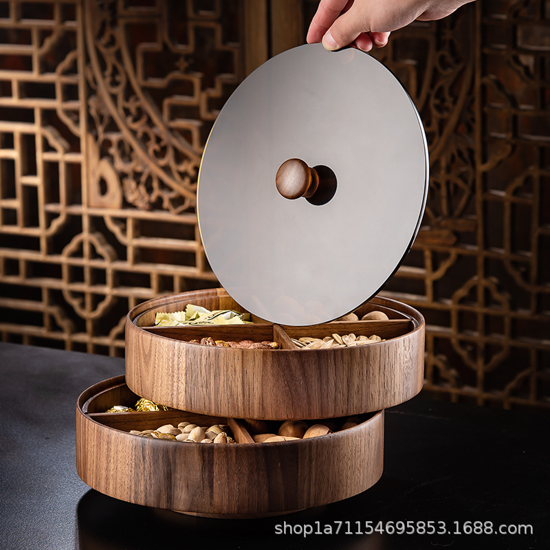 Khay đựng trái cây sấy khô bằng Gỗ Óc Chó, Bàn cà phê phòng khách, đồ ăn vặt gia dụng, khay đựng đồ ăn nhẹ, hộp đựng hạt dưa