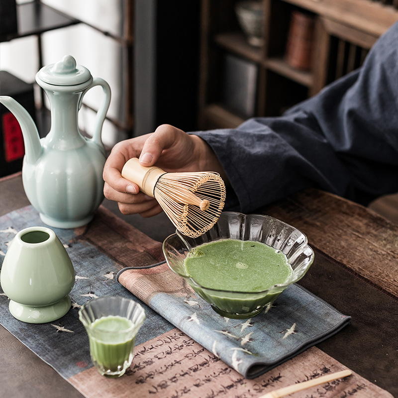 Bộ dụng cụ đặt trà Thời Nhà Tống, bình trà, bột trà, tách trà thủy tinh, trà phong cách nhà Tống, Bộ đầy đủ bộ trà, dụng cụ Matcha