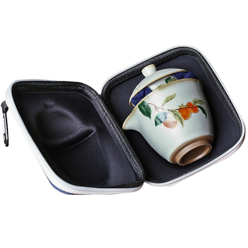 Ruyao cổ điển hồng hồng Ruyi Kuaike cốc một ấm hai tách Bộ trà Bộ du lịch xách tay ngoài trời