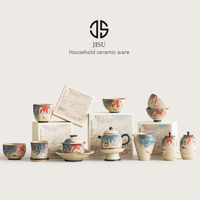 Bộ trà Kung Fu cao cấp một sản phẩm tách trà đen đá lửa trắng xanh cốc công bằng cốc chủ nhân cốc trà hộp đựng trà cốc khách nhanh ống trà