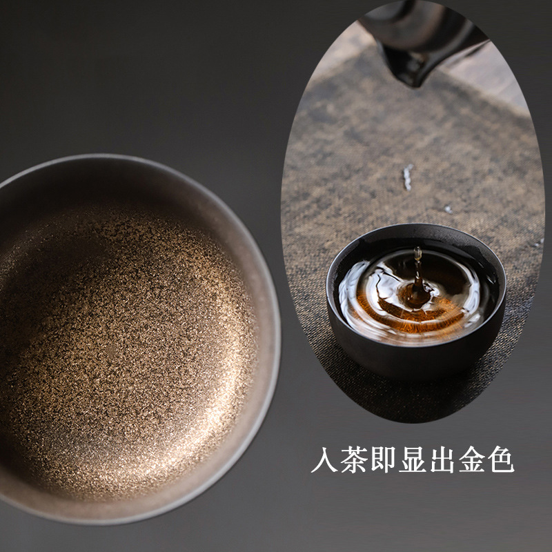 Bộ ấm trà Kung Fu di động xách tay di động mạ vàng gốm sứ