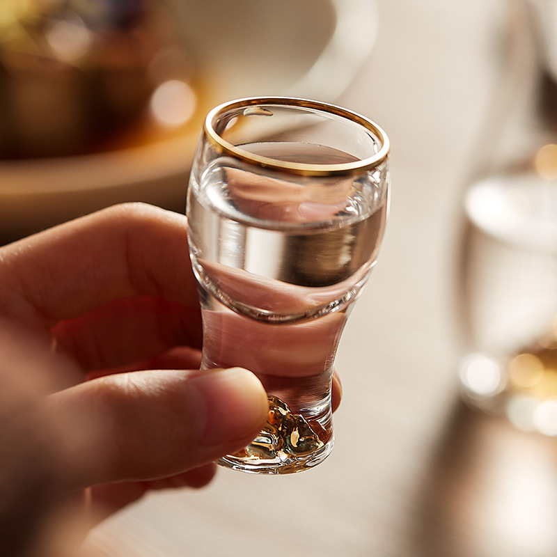 Bộ ly rượu gia dụng bằng vàng Bộ ly rượu gia dụng, ly rượu sáng tạo, ly rượu nhỏ, ly rượu cao cấp có vạch