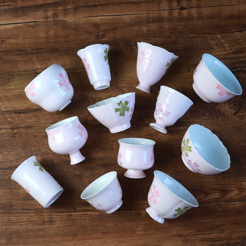 Cốc chủ nhân Arita nướng bằng tay bột dịu dàng cốc trà cốc đơn gốm sứ gia dụng giá trị cao bộ trà kung fu cá nhân