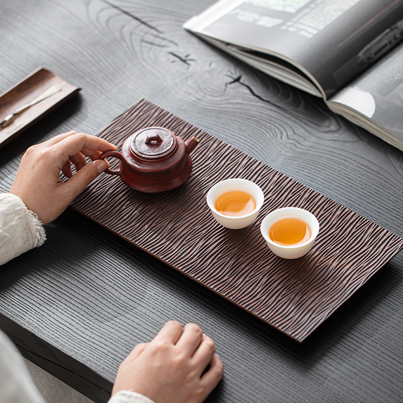 Khay trà vân nước gỗ óc chó bàn trà nhỏ kiểu Trung Quốc cổ điển bàn pha khô bộ trà kungfu phòng khách gia dụng khay trà