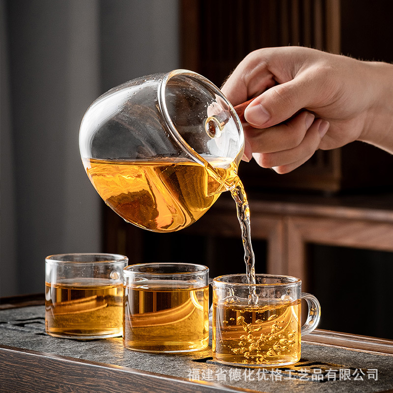 Cốc tay cầm bên, phụ kiện Bộ trà kiểu Nhật gia dụng, Cốc pha trà, cốc công cộng, cốc tách trà thủy tinh chịu nhiệt đơn