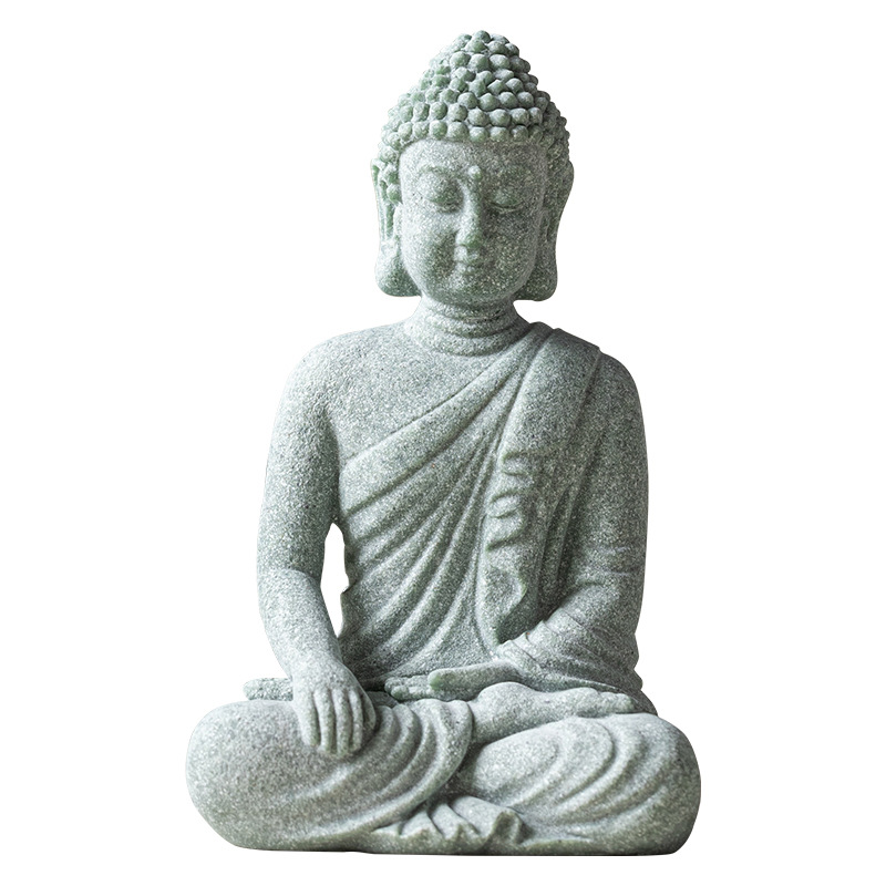 Đồ trang trí nhỏ của tượng Phật ngồi năm vị Phật bằng đá xanh