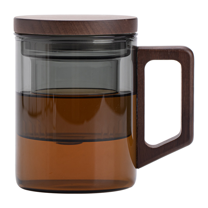 Cốc pha trà Qingling cốc thủy tinh gia dụng đơn giản cốc cá nhân cốc nước có nắp cốc văn phòng cốc cốc cốc lọc trà