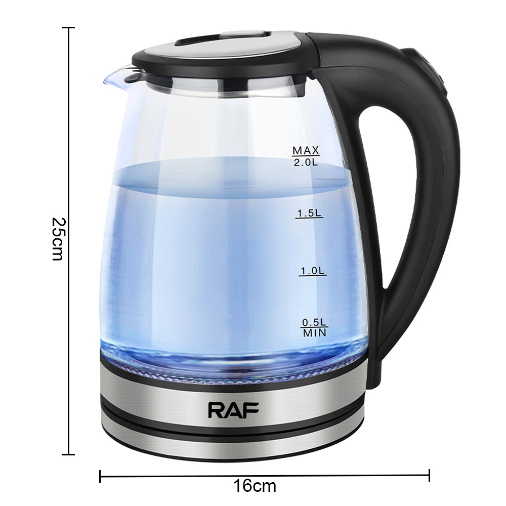 Ấm đun nước điện thủy tinh borosilicate cao kéo Ấm đun nước chống bỏng bằng thép không gỉ Tự động ngắt điện gia dụng