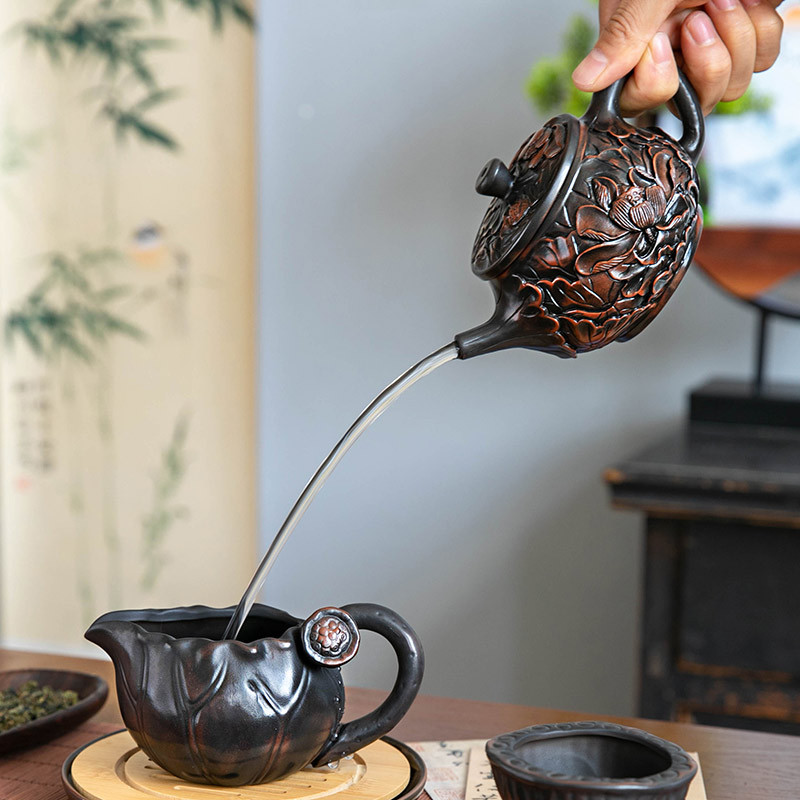 Ấm trà gốm tím ấm trà hoa sen Vân Nam Jianshui bộ trà kung fu thủ công hoàn toàn ấm trà tử sa gia dụng ấm trà đơn ấm pha trà