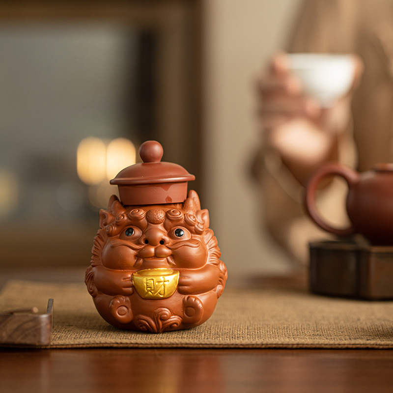 Đồ trang trí thú cưng trà may mắn bằng cát tím Đồ thủ công bằng cát tím Bàn trà chơi trà dễ thương Phụ kiện trà đạo Kung Fu