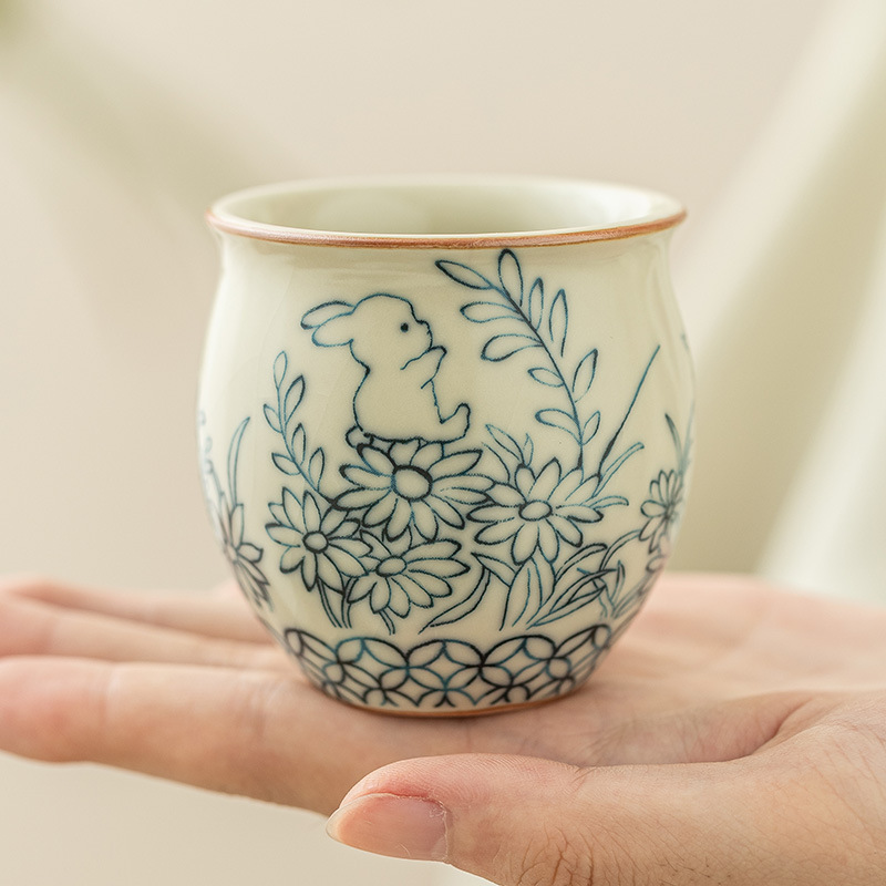 Cốc chủ thỏ dễ thương hoa mặt trời Ru Kiln cốc đơn cốc đơn đồ dùng gia dụng cao cấp cốc trà bộ trà công phu cốc trà