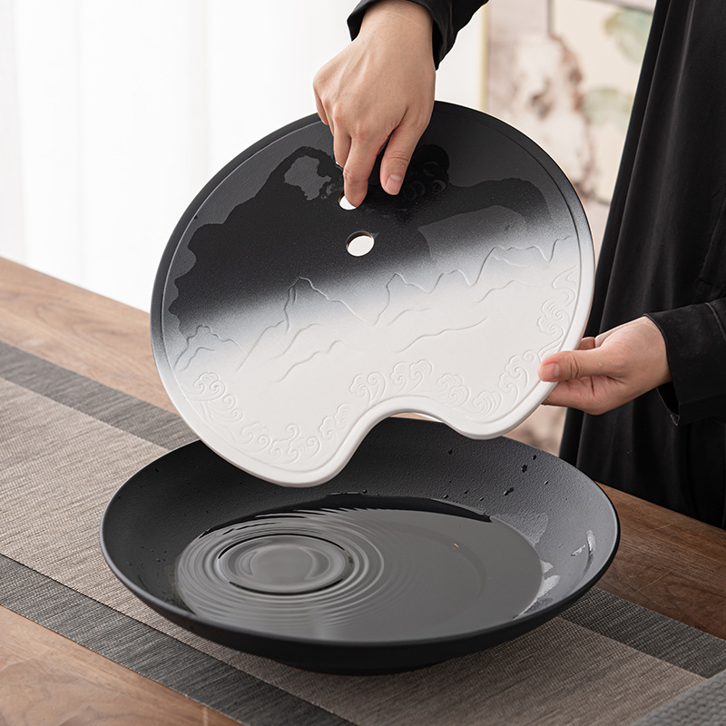 Khay trà Gradient Sơn Hải Quan khay đựng nước phòng khách gia dụng cỡ lớn khay bong bóng Khô Dụng cụ trà Kung Fu khay đĩa