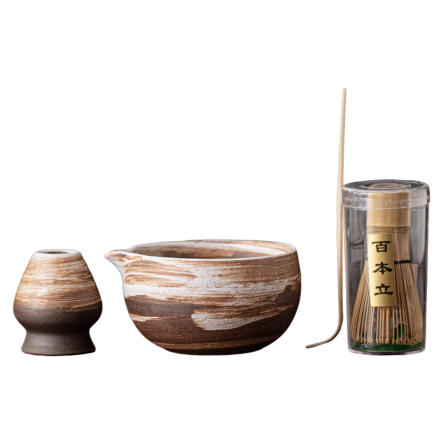 Lò nung thay đổi Matcha gốm thô bốn mảnh bình trà Nhật Bản Baibenli Matcha dụng cụ trà bát trà thìa trà thời Tống