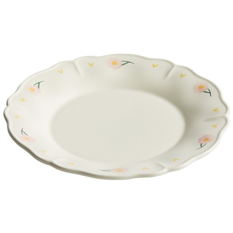 Bộ đồ ăn Nghi Lễ hoa nhỏ vẽ tay, đĩa cao cấp cùng kiểu Instagram đồng quê kiểu Pháp, bát sứ ren, bát cơm gia dụng