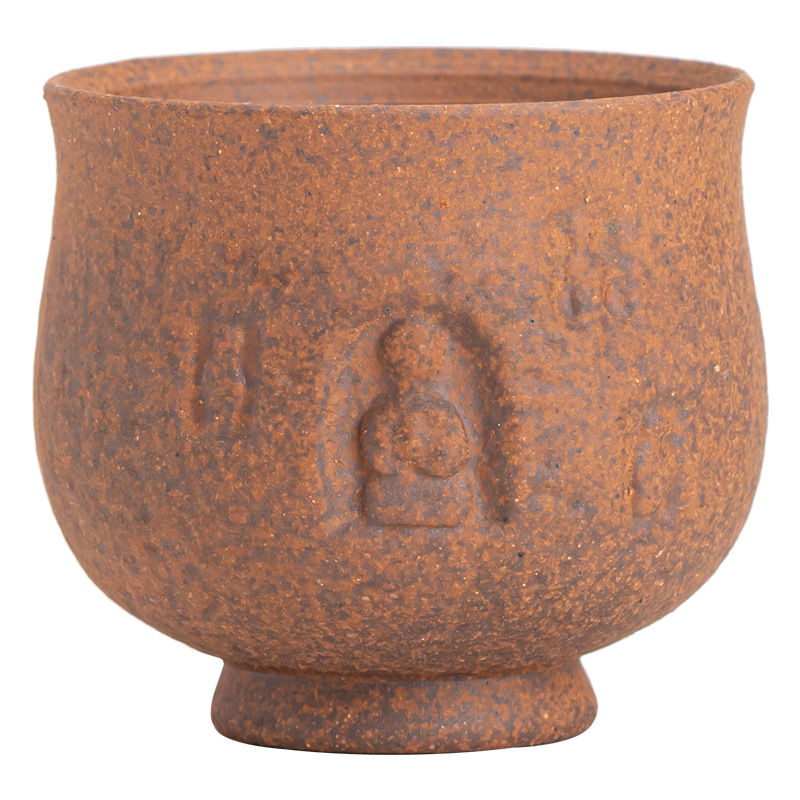 Cốc chủ nhân gốm thô Cốc trà Đôn Hoàng Gốm sứ thủ công cổ điển Cốc hương vị cốc cánh hoa Cốc Bộ trà Kung Fu bùn đá cũ