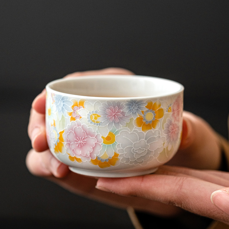 Cốc thiền Vạn Hoa tráng men cổ cốc trà bộ trà gốm sứ Trung Quốc cốc chủ nhân cốc trà trà trà Kung Fu cốc trà đơn trà