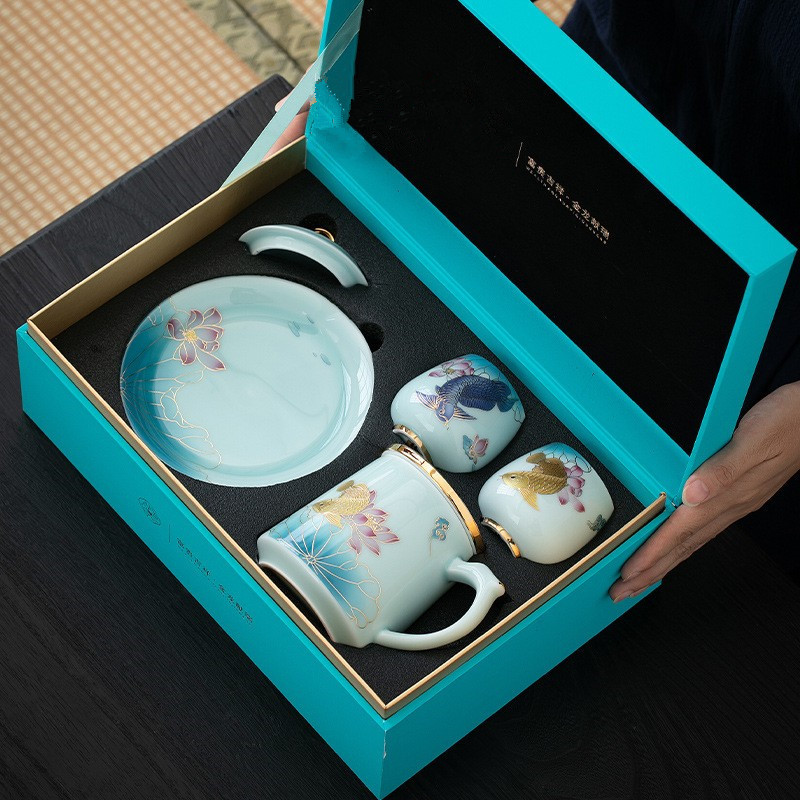 Cốc nước gốm sứ, Cốc pha trà, Bộ quà tặng, quà sinh nhật cho người lớn tuổi, biểu tượng lưu niệm kinh doanh hàng năm