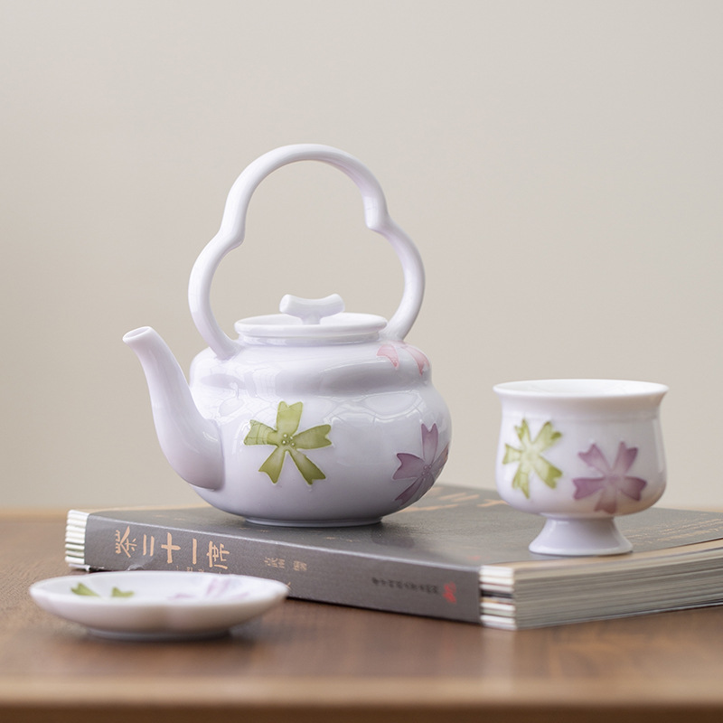 Ấm trà vẽ tay Aritiyaki, ấm cầm xà đơn tráng men, bộ trà Kung Fu sang trọng nhẹ cao cấp gia dụng, dụng cụ pha trà gốm sứ