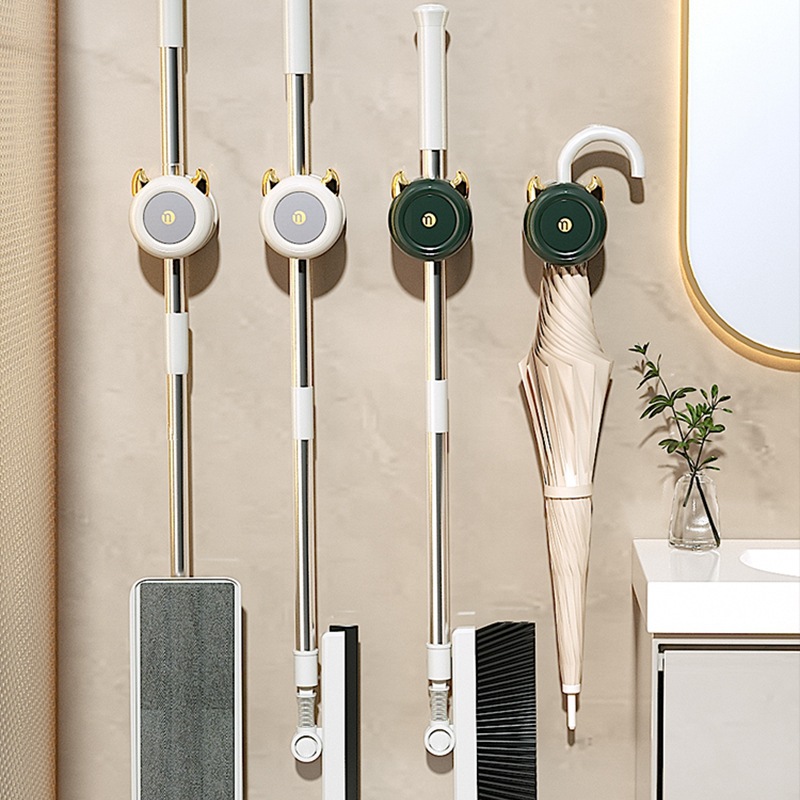 Móc treo cây lau nhà quái vật nhỏ không cần đục lỗ hiện vật treo tường giá để đồ Cây lau nhà khóa dính mạnh mẽ kẹp Cây lau nhà