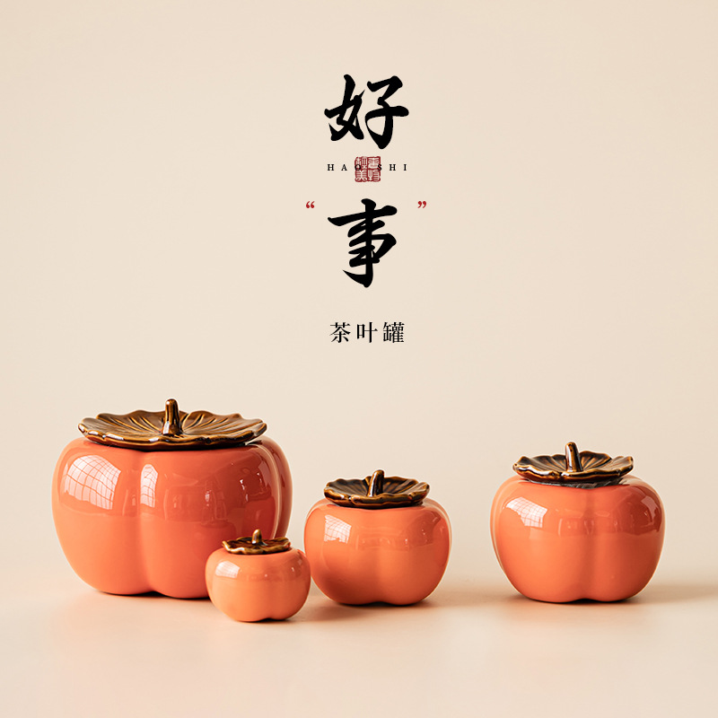 Bình đựng trà gốm sứ hồng, bình đựng trà lớn nhỏ sáng tạo, bình đựng trà, bình đựng kín, bình tiết kiệm chống ẩm gia dụng