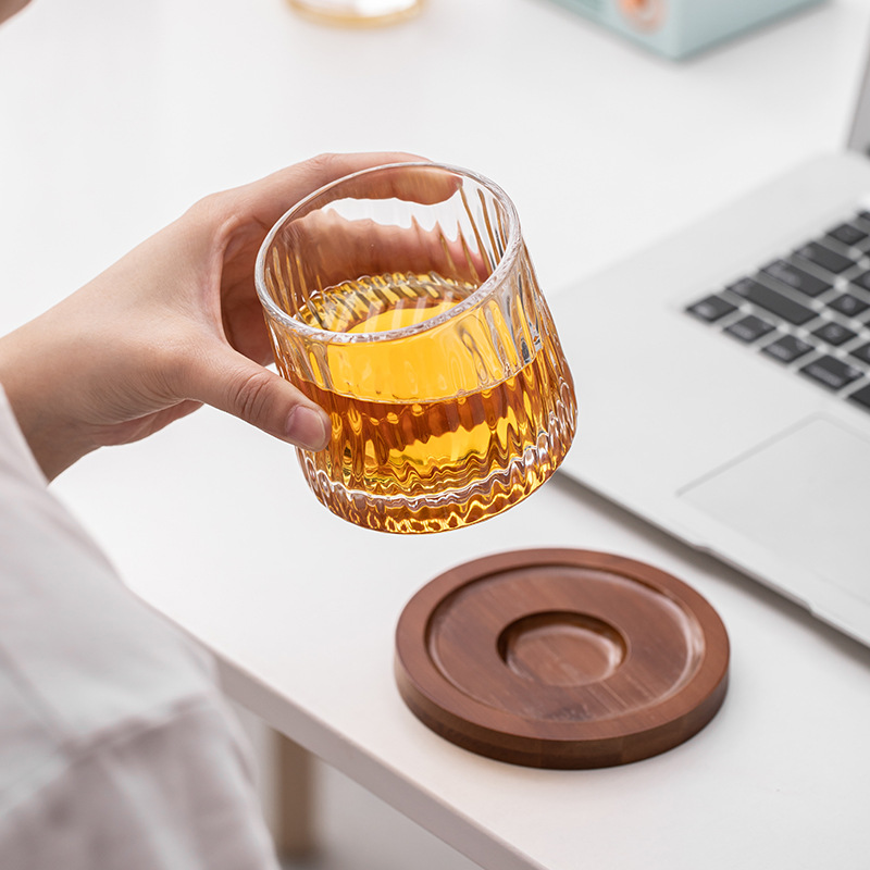 Cốc nước thủy tinh phong cách Nhật Bản, cốc văn phòng gia dụng pha lê trong suốt sáng tạo nổi tiếng trên mạng