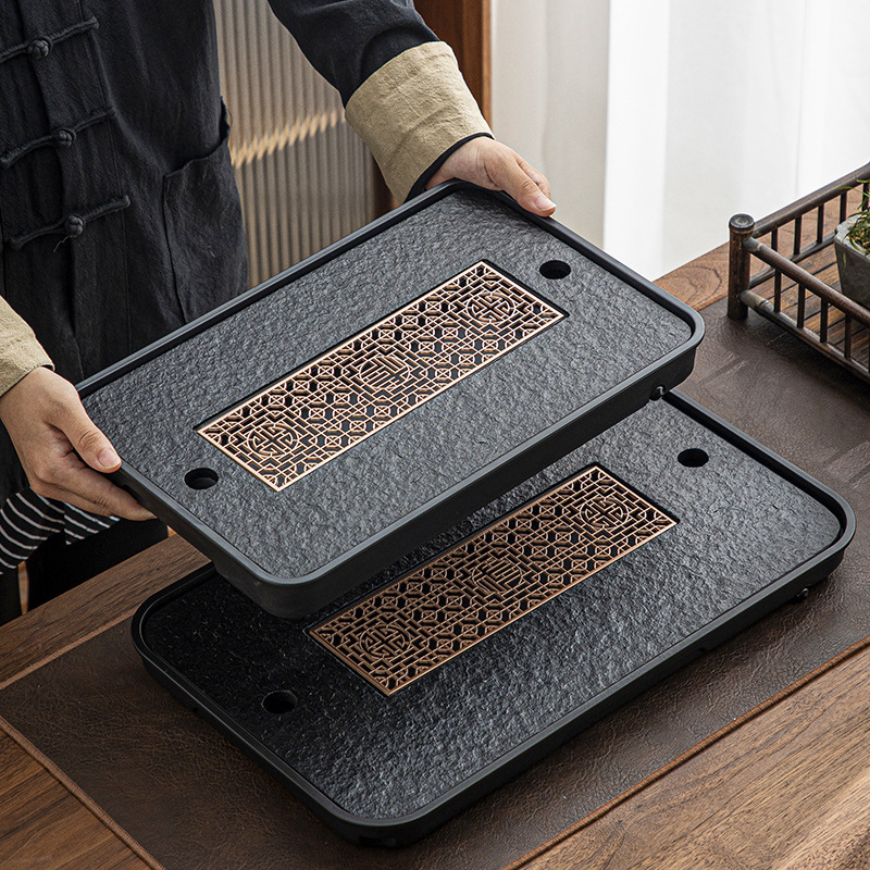 Khay trà gia dụng khay trà pha khô loại nhỏ hiện đại sang trọng Đài Loan Kim Thạch trà biển dụng cụ trà tấm thoát nước nhà sản xuất bán buôn