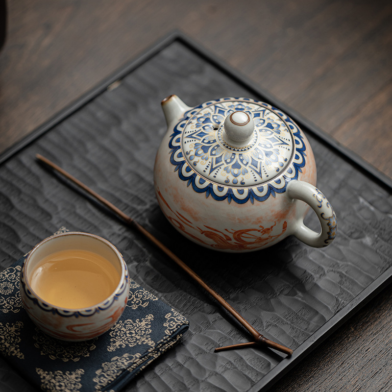 Ấm trà gốm sứ lò nung Đôn Hoàng Feitian XiShi ấm trà gốm sứ lò nung Song Ru ấm trà đơn dung tích lớn