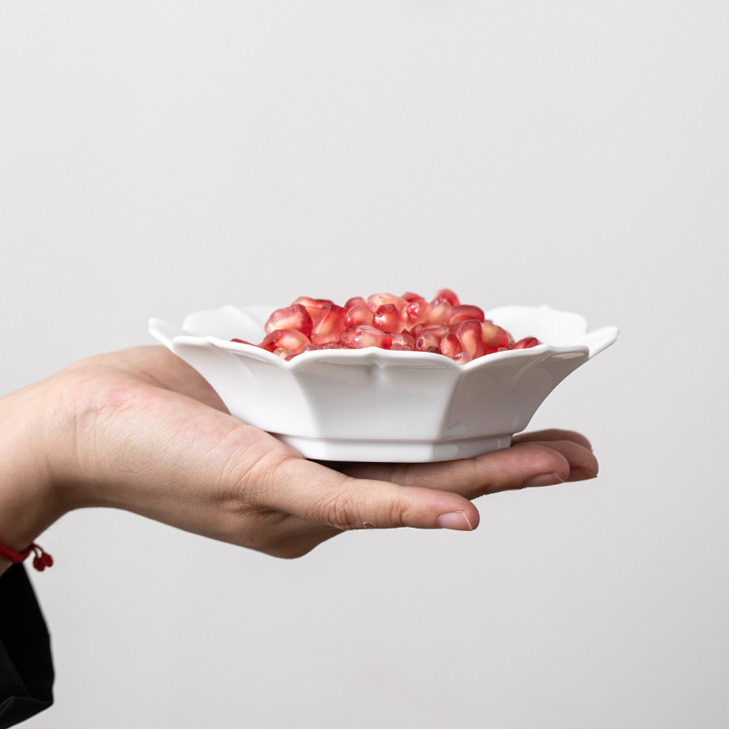 Đĩa giải khát hoa sen, Đĩa hoa quả phù điêu kiểu Trung Quốc cỡ nhỏ, đĩa bánh ngọt, Đĩa trà, Đĩa hoa quả khô, đĩa ăn vặt