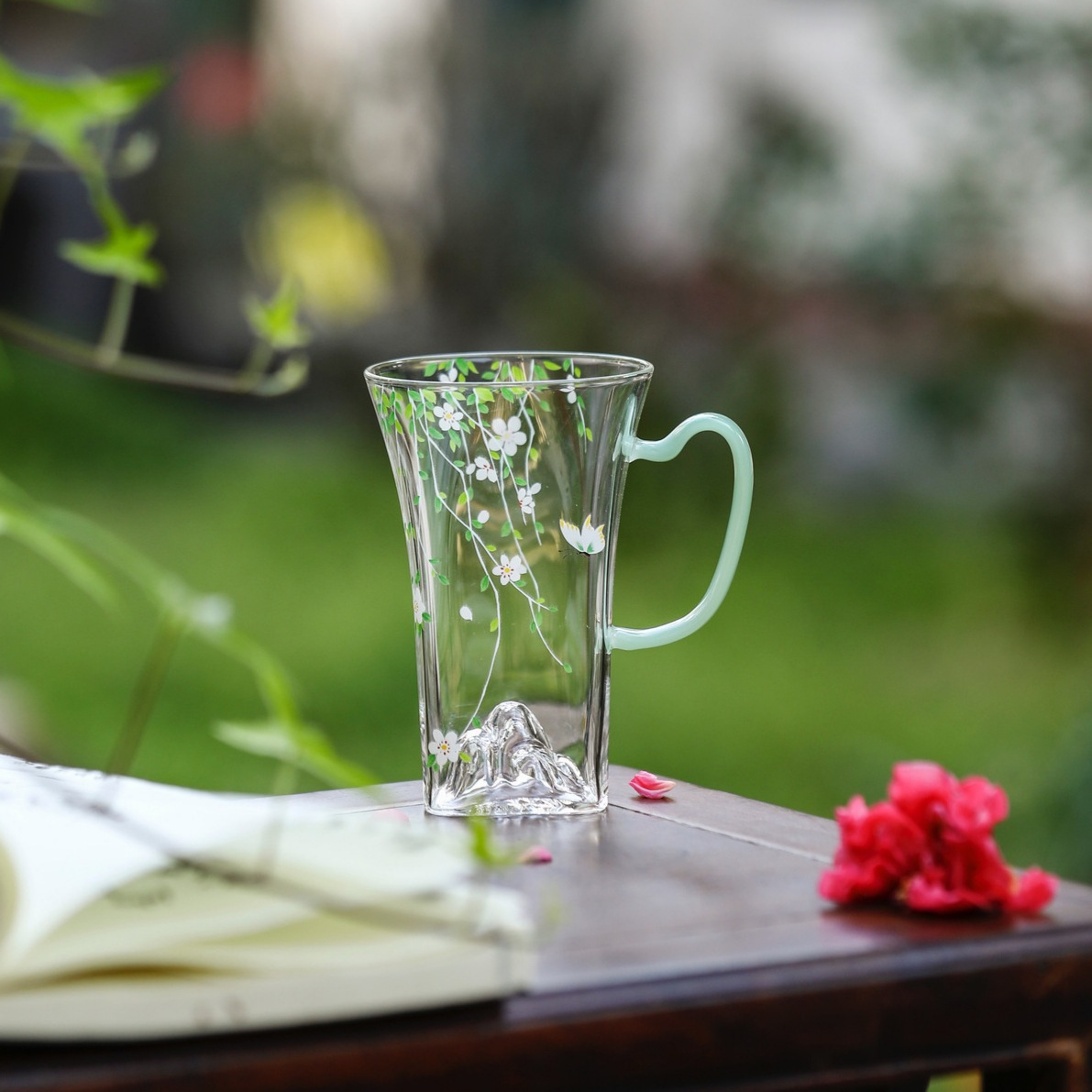 Cốc pha trà văn phòng cốc nước cốc trà xanh Huachao cốc thủy tinh chịu nhiệt borosilicat cao cốc văn phòng cốc chuyên dụng cá nhân tại nhà