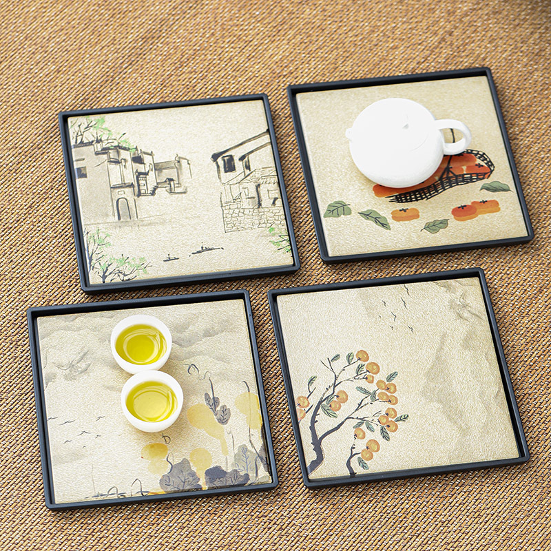 Bộ ấm trà Guochao Kung Fu, khay trà, ấm hút gốm đen, bong bóng khô, nhà sản xuất khay trà nhỏ khô nhanh kiểu Đài Trung, bán buôn