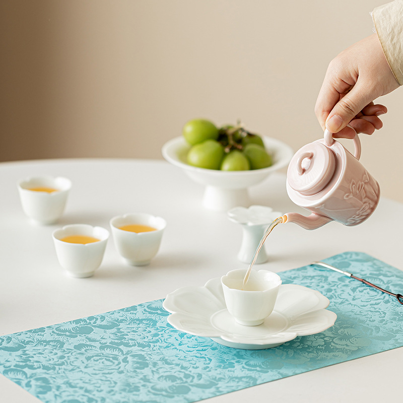 Bộ ấm trà xanh hồng mong ước Bộ ấm trà Kung Fu một ấm sáu chén phong cách Trung Quốc gia dụng Bộ trà gốm sứ đơn giản quà tặng