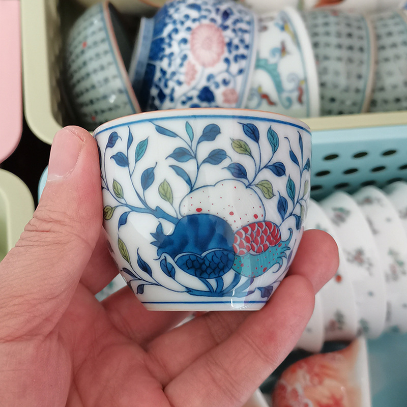 Cốc trà gốm sứ Jingdezhen, cốc chủ bộ trà Kung Fu, cốc trà đặc biệt dành cho nam và nữ, cốc khách, cốc đơn màu xanh và trắng cổ