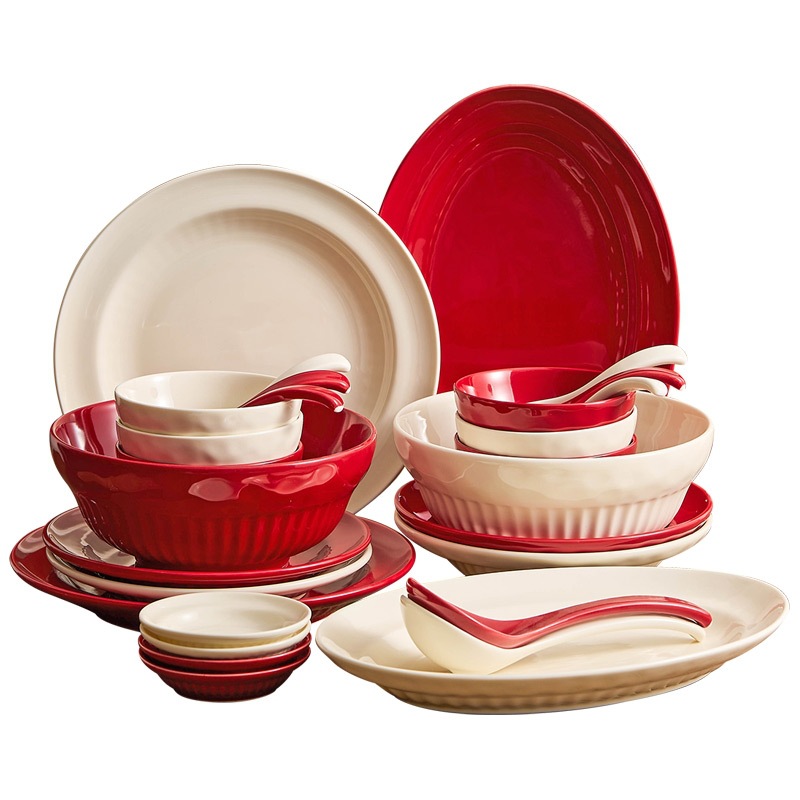 Bộ bát đĩa gốm sứ, quà cưới, bộ đồ ăn gia dụng, tân gia, bát đĩa, đũa, hộp quà