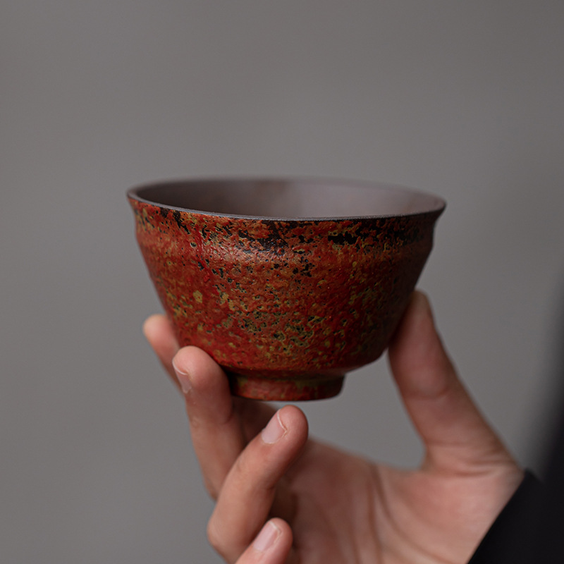 Cốc đồng hồ đỏ núi đá cũ, cốc trà gốm sứ, cốc trà, cốc cá nhân thủ công gia dụng, bộ trà Kung Fu