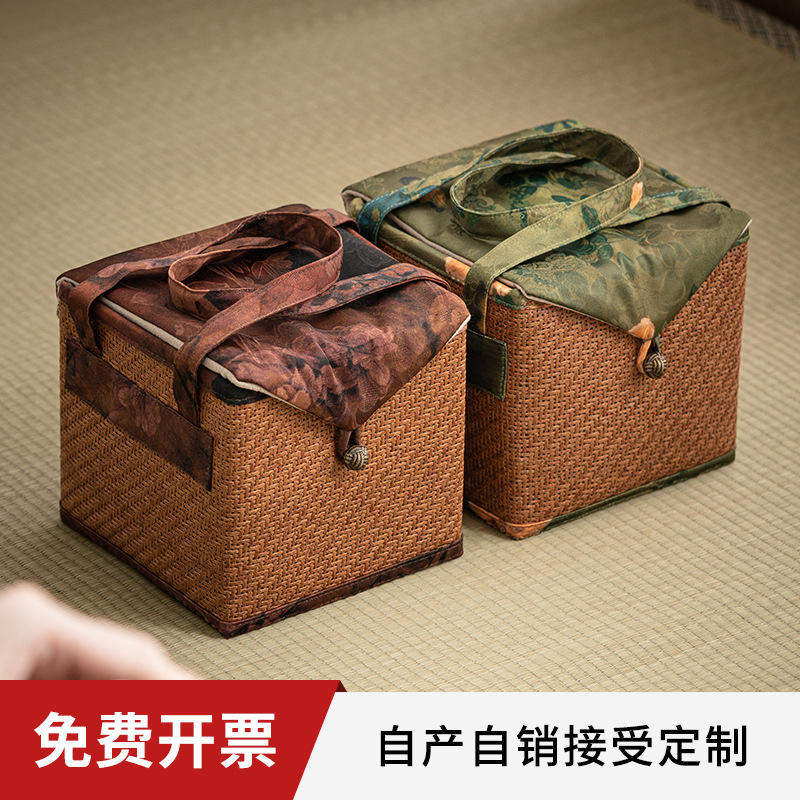 Túi đựng đồ Bộ trà du lịch gia dụng, cốc khách nhanh, hộp đựng đồ Đan Mây dung tích lớn cầm tay xách tay ngoài trời, túi vải