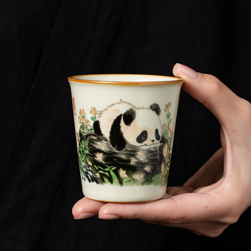 Cốc trà gấu trúc cốc cốc cốc gốm sứ chuyên dụng cá nhân cao cấp tinh tế cốc trà hộp quà bộ trà LOGO