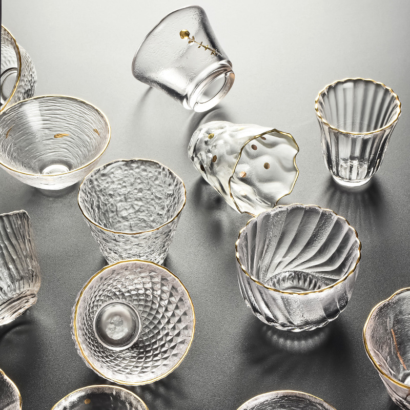 Cốc chủ nhân thủy tinh kiểu Nhật, dụng cụ trà gia dụng, cốc trà, cốc nhỏ đơn giản, cốc trà nhỏ có hình búa dày, cốc đơn Sake