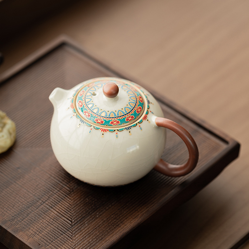 Ru Lò Đôn Hoàng Baoxianghua Xi Shi Ấm pha trà gia dụng bằng gốm sứ có thể nâng cao bộ trà Kung Fu ấm lọc ấm đơn