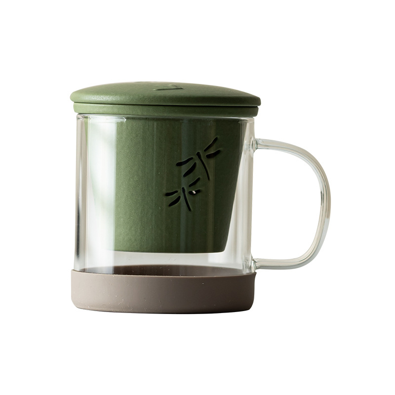 Cốc văn phòng chuồn chuồn thủy tinh cốc văn phòng gia dụng sáng tạo cốc lọc tách trà cốc cá nhân cốc uống nước