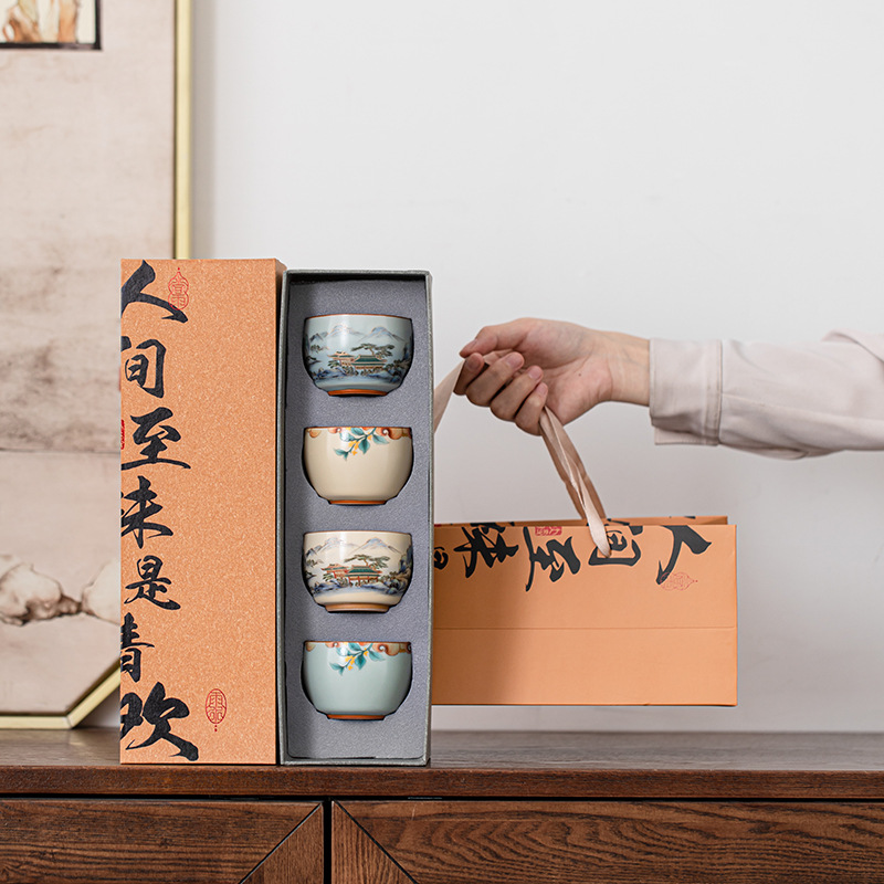 Bộ ấm chén trà Ru Kiln cao cấp, cỡ lớn, quà tặng doanh nghiệp, ngân hàng, quà lưu niệm