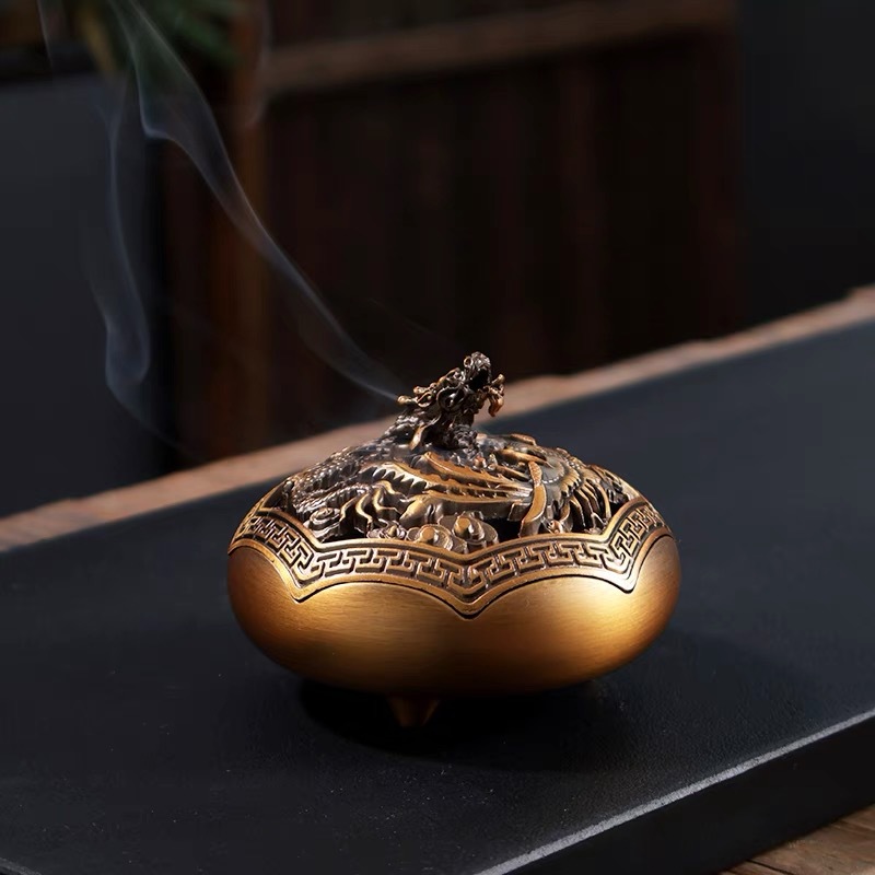 Lư hương hợp kim đồng trong nhà Tương Long ra biển, lư hương Trầm Hương Nha Trang gia dụng, lư hương ngải cứu, đồ trang trí thắp hương trà đạo