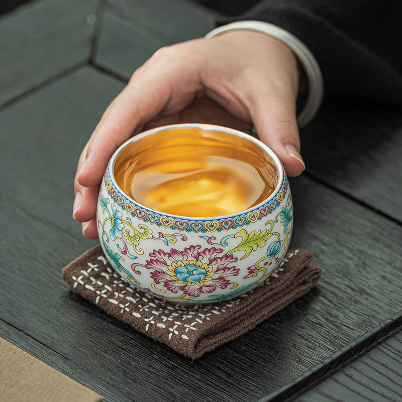 Men mạ vàng bạc cốc trà chủ cốc gốm sứ cao cấp cốc trà cá nhân bát trà dung tích lớn thiền cốc
