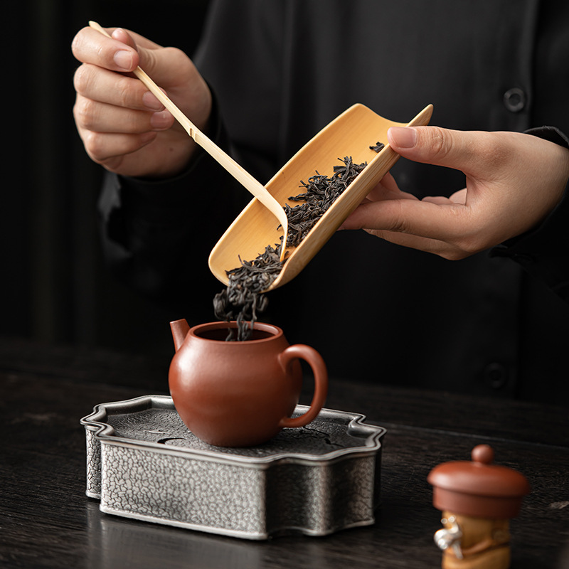 Bộ trà đạo hai món trà đạo bằng tre, bộ trà hoa sen, phụ kiện trà đạo, khăn trà, thìa trà, phụ kiện trà