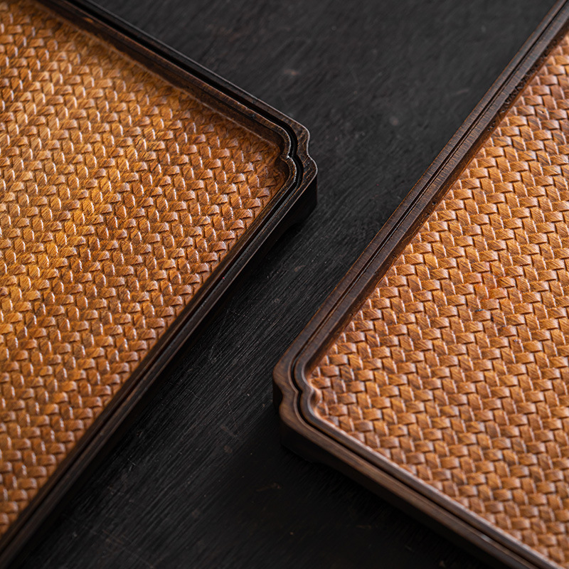 Khay pha khô Zhiya khay dệt hoa văn bằng tre Bộ trà Kung Fu Khay trà Bàn pha trà sáng tạo Bàn pha khô khách sạn đơn giản kiểu Nhật