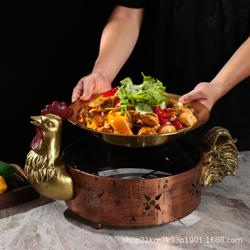Đặc điểm sáng tạo của khách sạn gà lớn gia nhiệt rượu thương mại quan niệm nghệ thuật món ăn bộ đồ ăn bằng thép không gỉ đĩa đặc biệt cho gà đĩa lớn