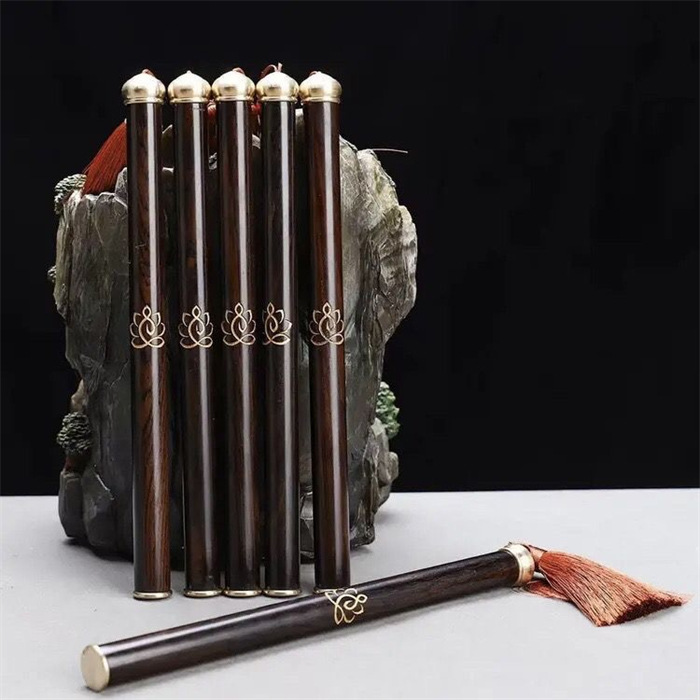 Ống hương gỗ đàn hương đen, ống hương bằng đồng, ống hương bằng gỗ đặc có nút thắt Trung Quốc cầm tay