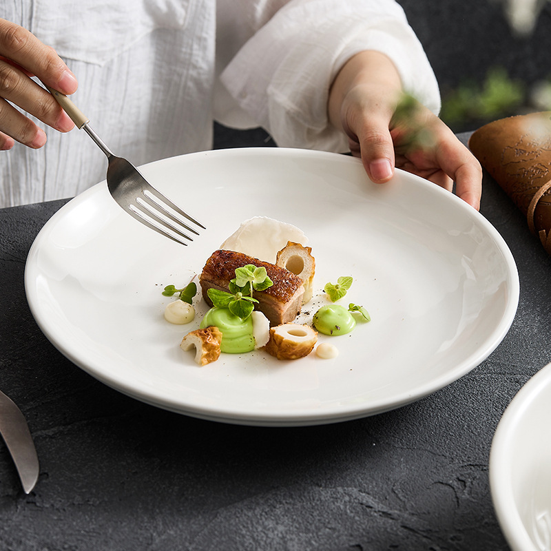 Bát phở bát canh trắng bát đựng cá bắp cải muối gia dụng bát lớn nhẹ sang trọng cao cấp bát đĩa món cá đĩa gốm sứ bộ đồ ăn