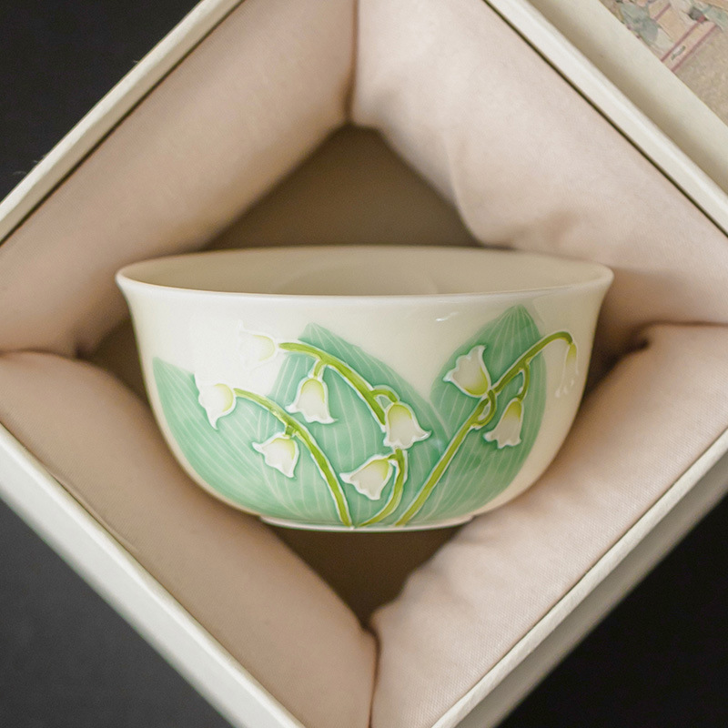 Chuông gió hoa chuông vẽ tay cốc chủ nhân cốc trà lớn cốc chuyên dùng trà phục vụ khách gia đình cốc trà gốm sứ cốc trà